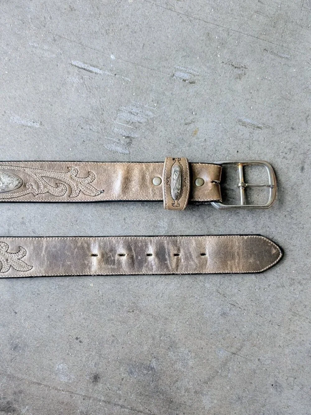 Larry Mahan Western Rodeo Cowboy Ranch Wear Brown Leather Belt size 32